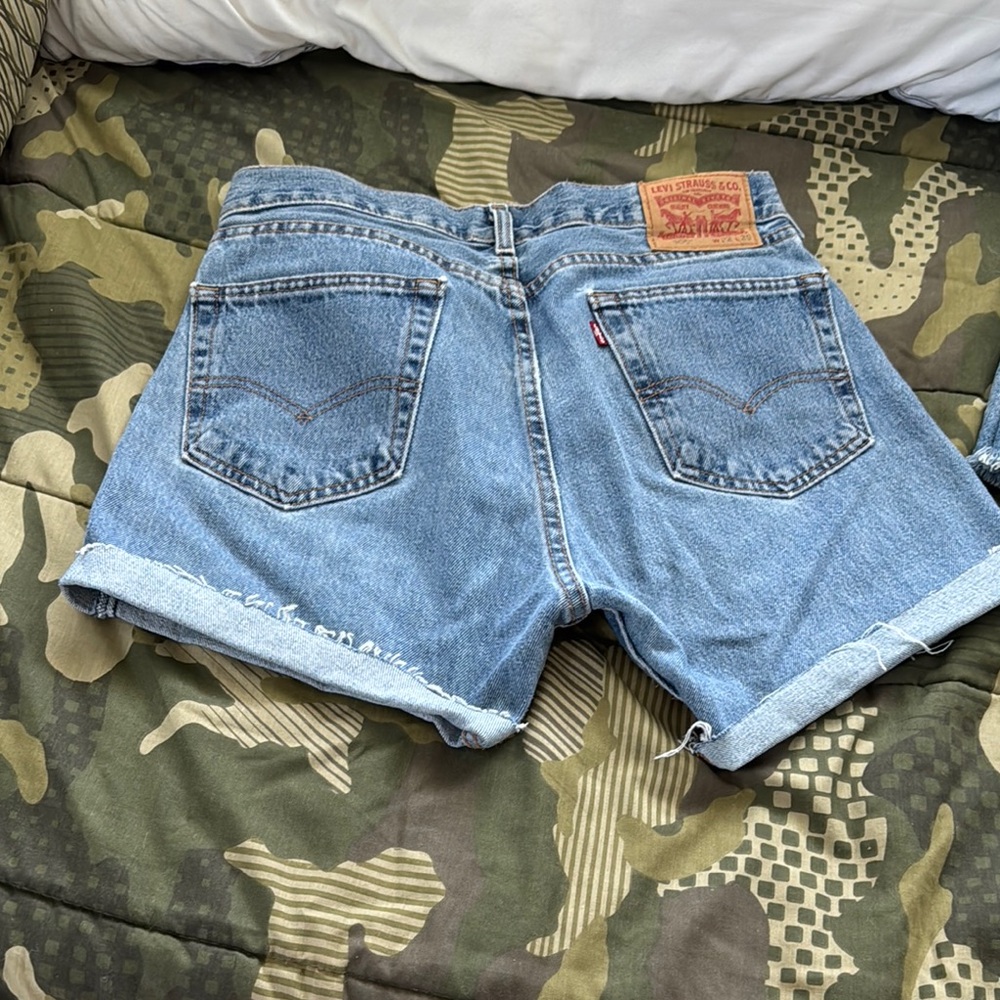Levi's Blue Jean Shorts with Frayed Hem
